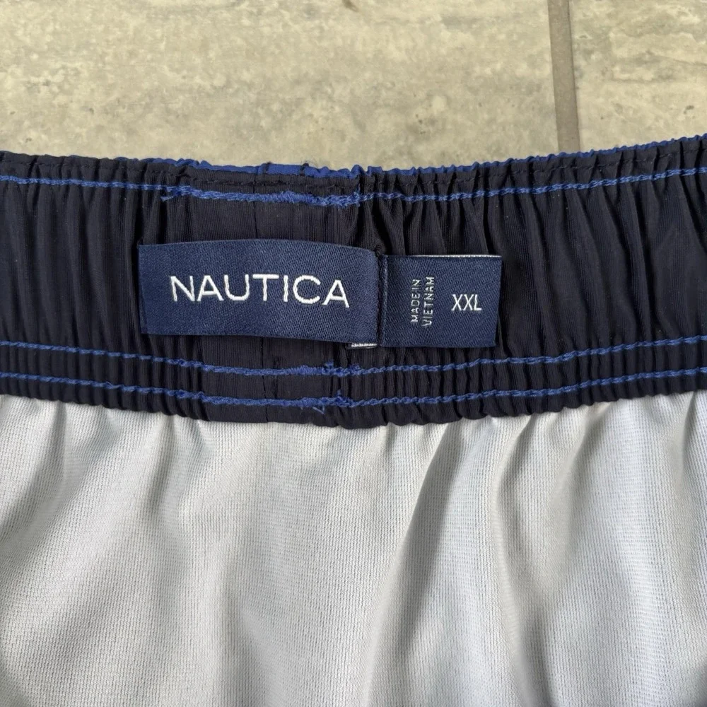 NWT Nautica Men's Swim Trunks XXL  Blue Colorblock Beachwear Linned 6